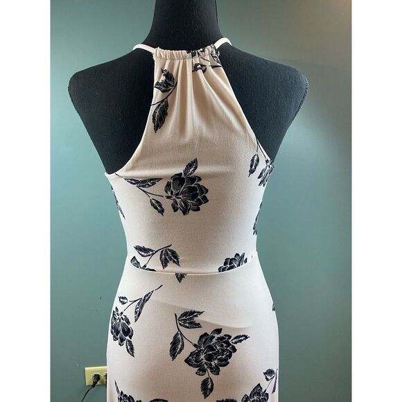 Candie's Strappy Halter Light Pink Floral Maxi Dress Lined Slits Women's Size XS - Picture 6 of 12